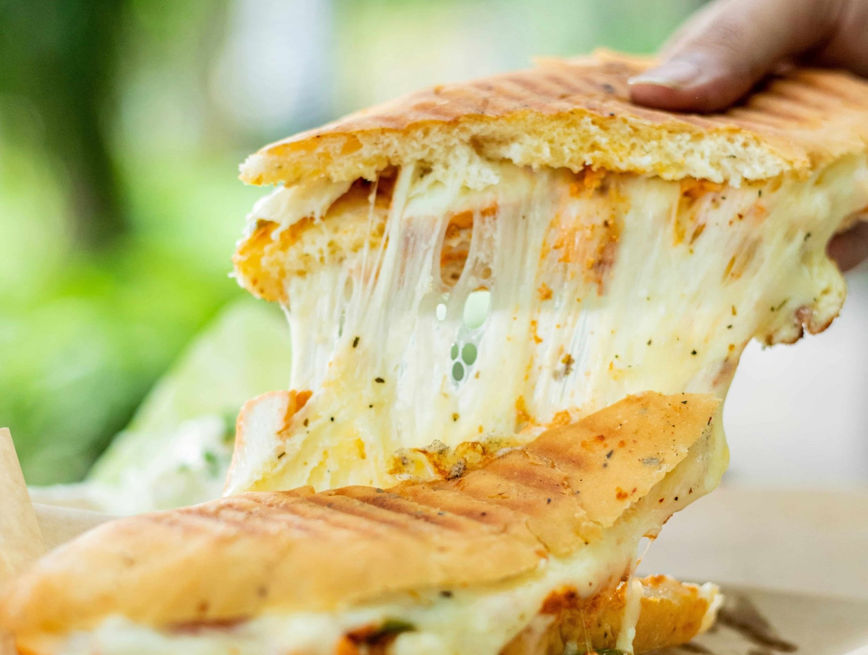 Amazing, stretchy grilled cheese sandwich
