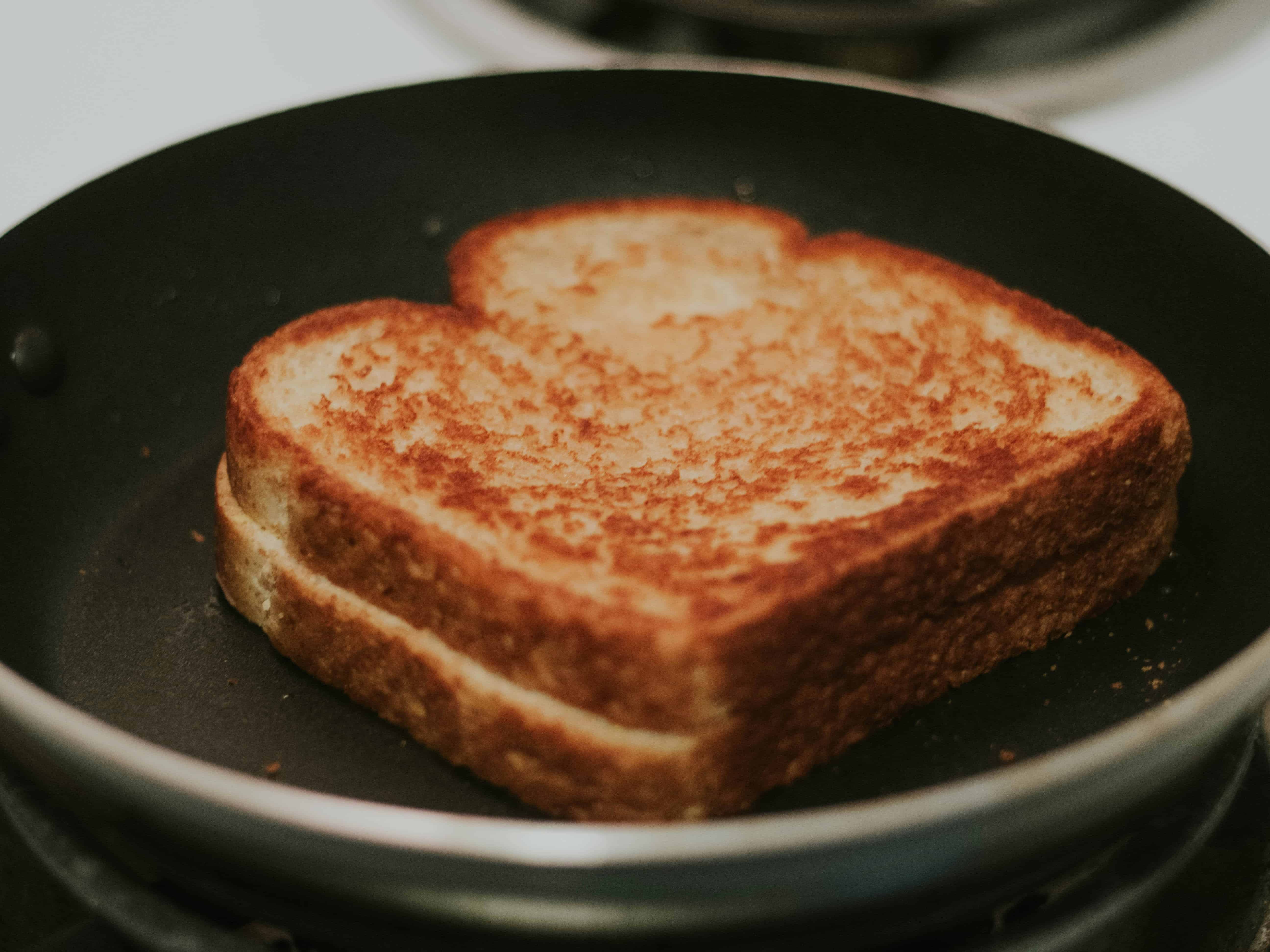 Grilled cheese sandwich on pan